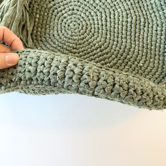 Foofoolala Handmade Crochet‎ Tote Bag Purse with Tassel Green Artsy Bohemian - Picture 5 of 9